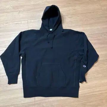 Champion 리버스 위브 블랙 후드티 X-LARGE