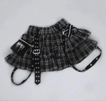 dimmoire PUNK 프릴 미니 스커트 체크