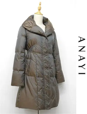 F477 ANAYI 플레어 숄카라 롱 다운 코트 A라인 36