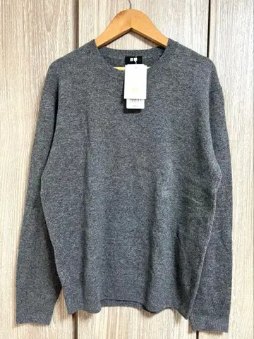 새상품 유니클로 100% 캐시미어 크루넥 스웨터 S 그레이 택 포함