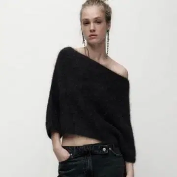 ZARA 알파카 블렌드 니트 스웨터 오프숄더