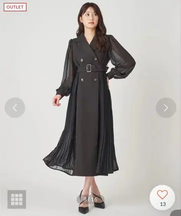 ROYAL PARTY 시어 절개 트렌치 원피스