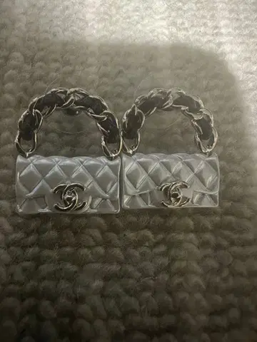 미니 백 모양 귀걸이 실버