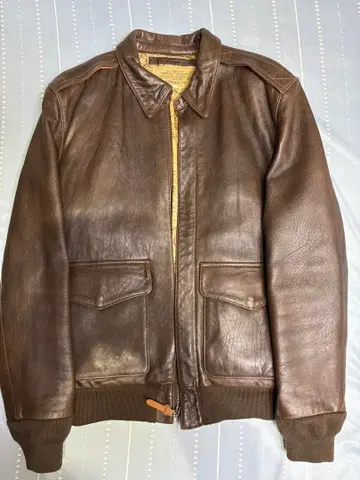 AVIREX 아비렉스 양가죽 A-2 플라이트 자켓 짙은 갈색 L
