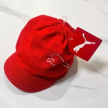 택 포함 새상품 PUMA 푸마 골프 브림 비니 빨간색 니트 모자