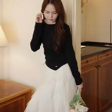 컴팩트 드레이프 긴팔 상의 (블랙)