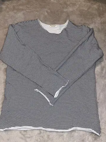 BEAUTY & YOUTH 스트라이프 긴팔 티셔츠 (팔분 길이)