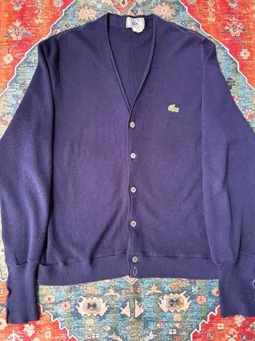 70s~80s IZOD LACOSTE 파랑 악어 택 가디건 L 새상품급