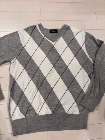 Titleist 아가일 스웨터 그레이/화이트