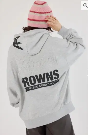 로데오 크라운 백 엠보싱 스크립트 로고 후드티 그레이