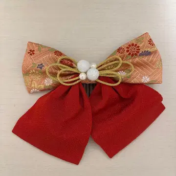 일본풍 리본 머리 장식 크레이프 원단 홍색 졸업식 하카마