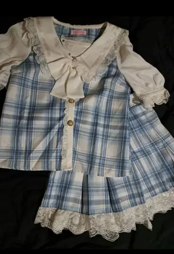 MA*RS 세일러 카라 체크 무늬 셋업 블루 미사용