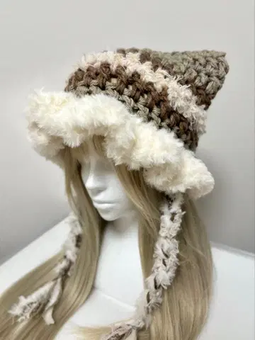 고양이 귀 니트 모자 / 프릴 포함 / 05