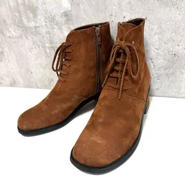 [ 긴자 카네마츠 ] 스웨이드 느낌 숏부츠 브라운 23cm 레이스업