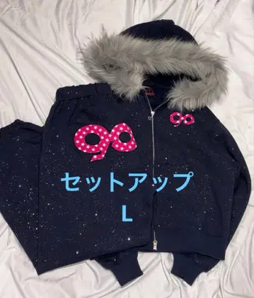 9090 girl 90 Logo Glitter 셋업 navy L