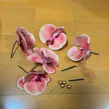 팔레놉시스 머리 장식 일본 의류 사전 촬영 핑크