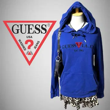 GUESS 후드티 파랑 자수 로고 Y2K 헤이세이 갸루