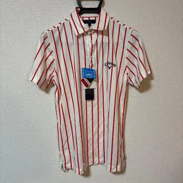 [ 미사용 ] Callaway 골프 셔츠 M 화이트/레드 스트라이프