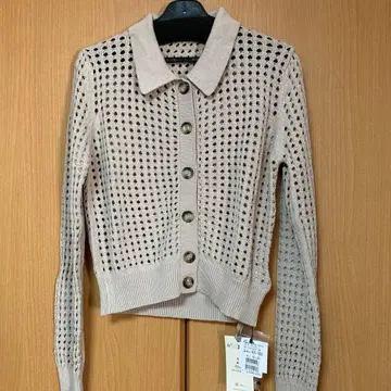 스콧 클럽 계열 시스루 니트 베이지 가디건