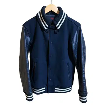 BEAMS 바시티 자켓 블랙 소가죽 M 사이즈