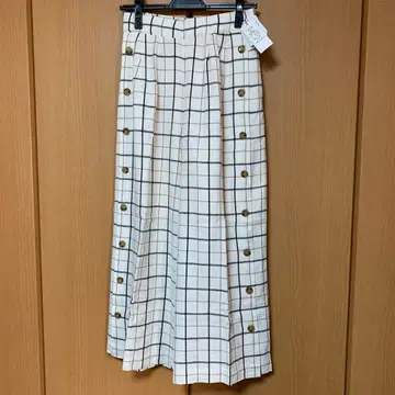 스콧 클럽 계열 화이트 체크 무늬 와이드 팬츠