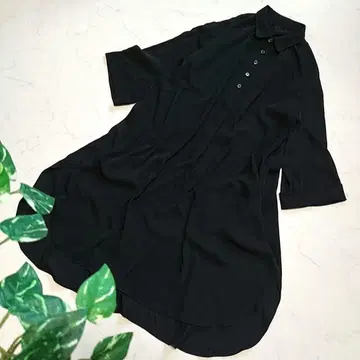 롱 셔츠 원피스 루즈핏 체형 커버 드레이프감 소재 블랙 여성용