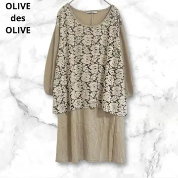 올리브데올리브 꽃무늬 튜닉 원피스 무릎 기장 베이지 Free