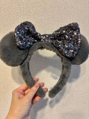디즈니 미니 머리띠 그레이 스팽글