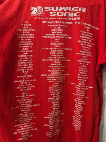 도쿄 SUMMER SONIC 2019 티셔츠 빨간색