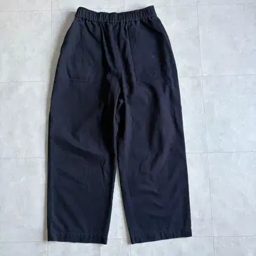 휴일과 시 비터 초콜릿 팬츠 네이비 면 100 일본제 허리밴딩 끈 f