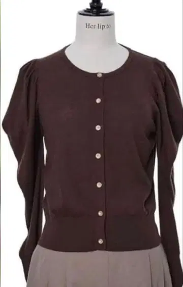 브라운 퍼프 슬리브 가디건