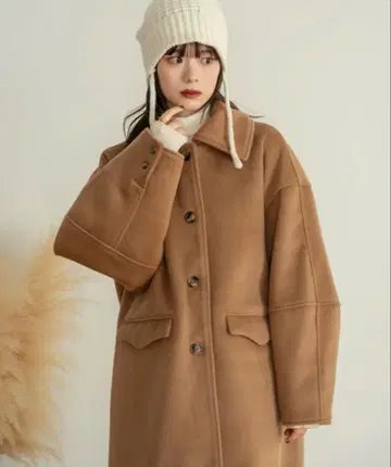 hinari 미니 샤기 롱 코트