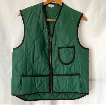 빈티지 베스트 남성용 그린 면 3 포켓