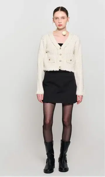 generalidea 프린지 니트 트위드 자켓 [IVORY]