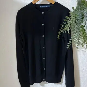 새상품급 랄프 로렌 여성용 모 울 100% 가디건 M 블랙