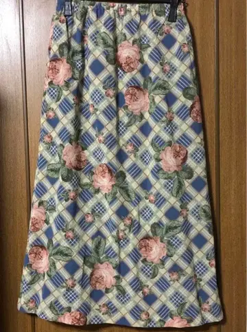 카네코 이사오 스커트 장미 체크 무늬 블루 계열 새상품급