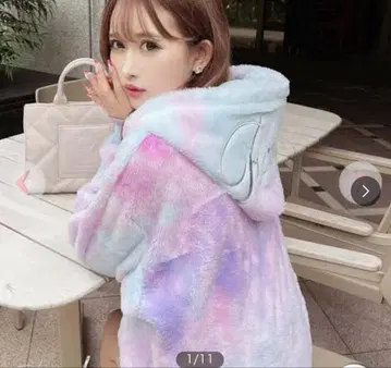 [새상품급] Rady 타이다이 퍼 후디 빅 로고 오버 사이즈 복슬복슬