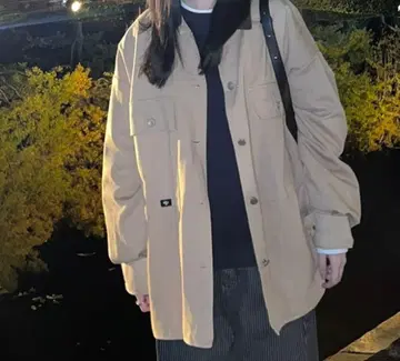 베이지 코듀로이 옷깃 셔츠 자켓