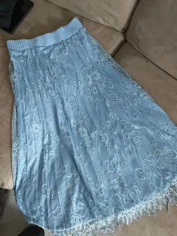 스카이블루 레이스 타이트 스커트