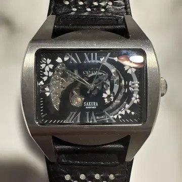 COGU 자동 와인딩 사쿠라 오픈 하트 블랙