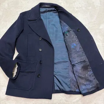 [컨디션 최상] 폴스미스 피 코트 안감 별 도안 네이비 더블 아우터 M