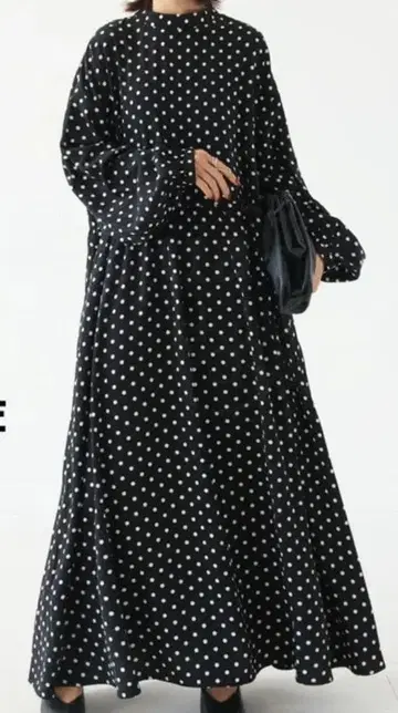 블랙 화이트 도트 롱 원피스 빅 사이즈