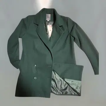 다크 그린 더블 브레스트 체스터 코트