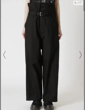 Y's 와이즈 23SS 울 개버딘 하이웨스트 와이드 팬츠 블랙