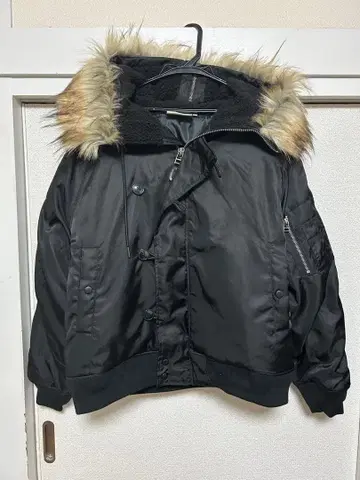 퍼 후드 MA-1 자켓 블랙 쇼트 기장