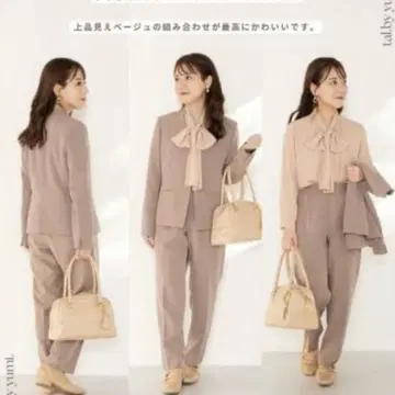 베이지 팬츠 셋업 M 사이즈 포멀 블라우스