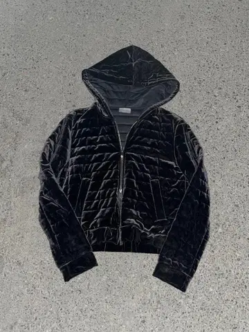 archive 갸루 후드티 벨로아 크롭 더블 지퍼