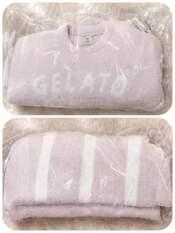 젤라또피케 파우더 로고 자카드 풀오버 & 롱 팬츠 세트 핑크