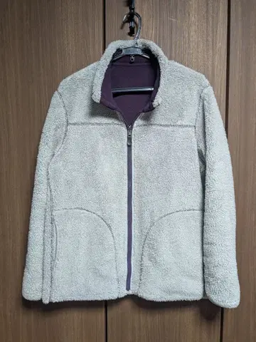 UNIQLO 유니클로 보아 플리스 자켓 리버서블 보라색/그레이 XL