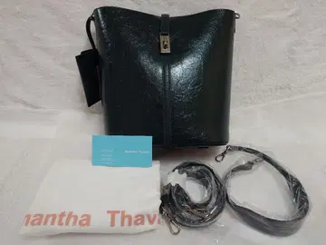 사만사 타바사 크랙 레더 버킷 백 (다크 그린)